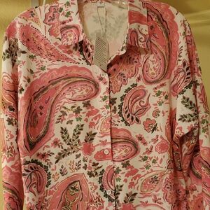 Paisley Pink Button Down Shirt